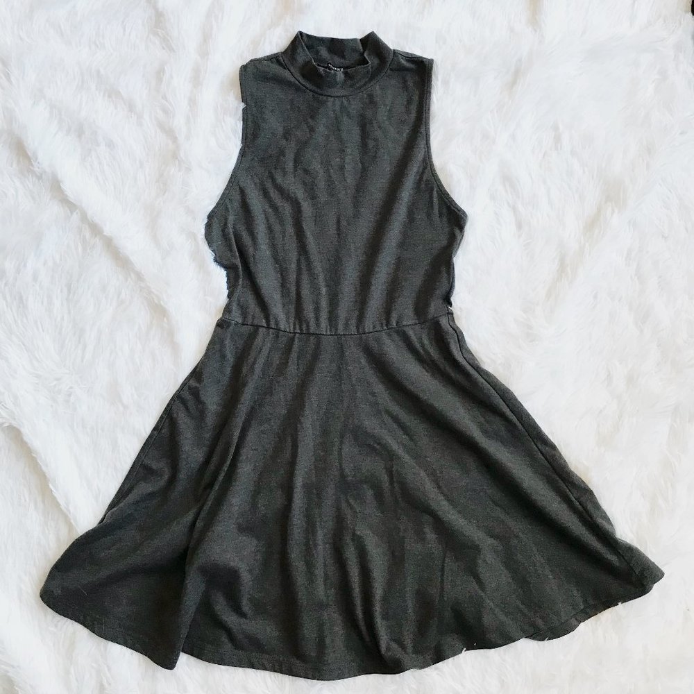 Gray Halter Skater Dress Summer